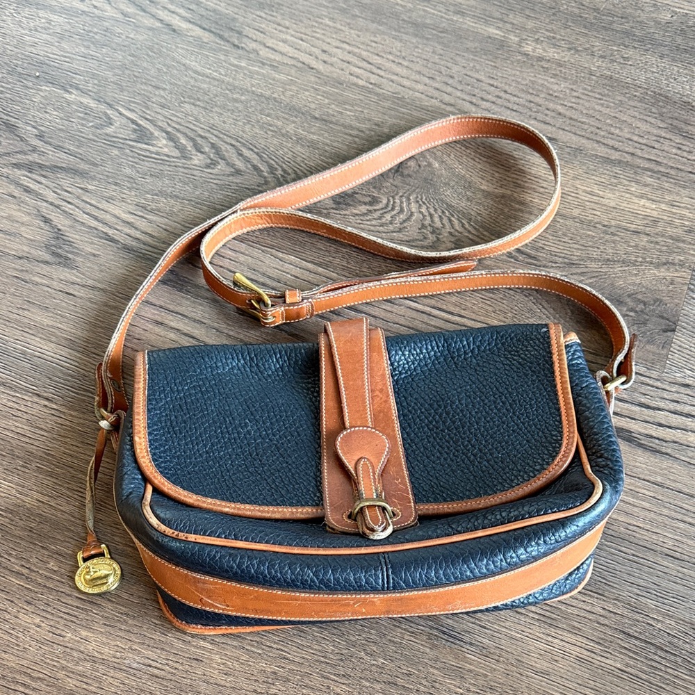 Dooney & Bourke Navy Pebbled Leather Flap Crossbody Bag
